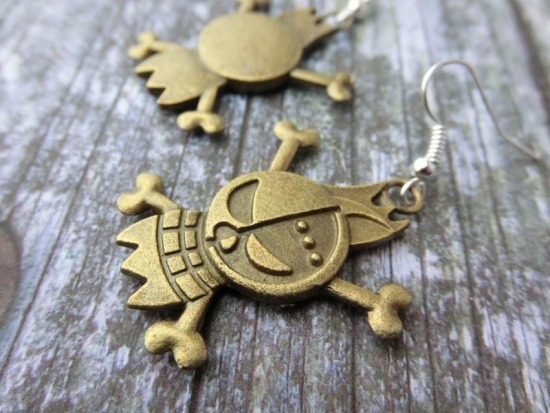 Preview: Skull Anhänger Ohrringe bronzefarben Vintage Optik